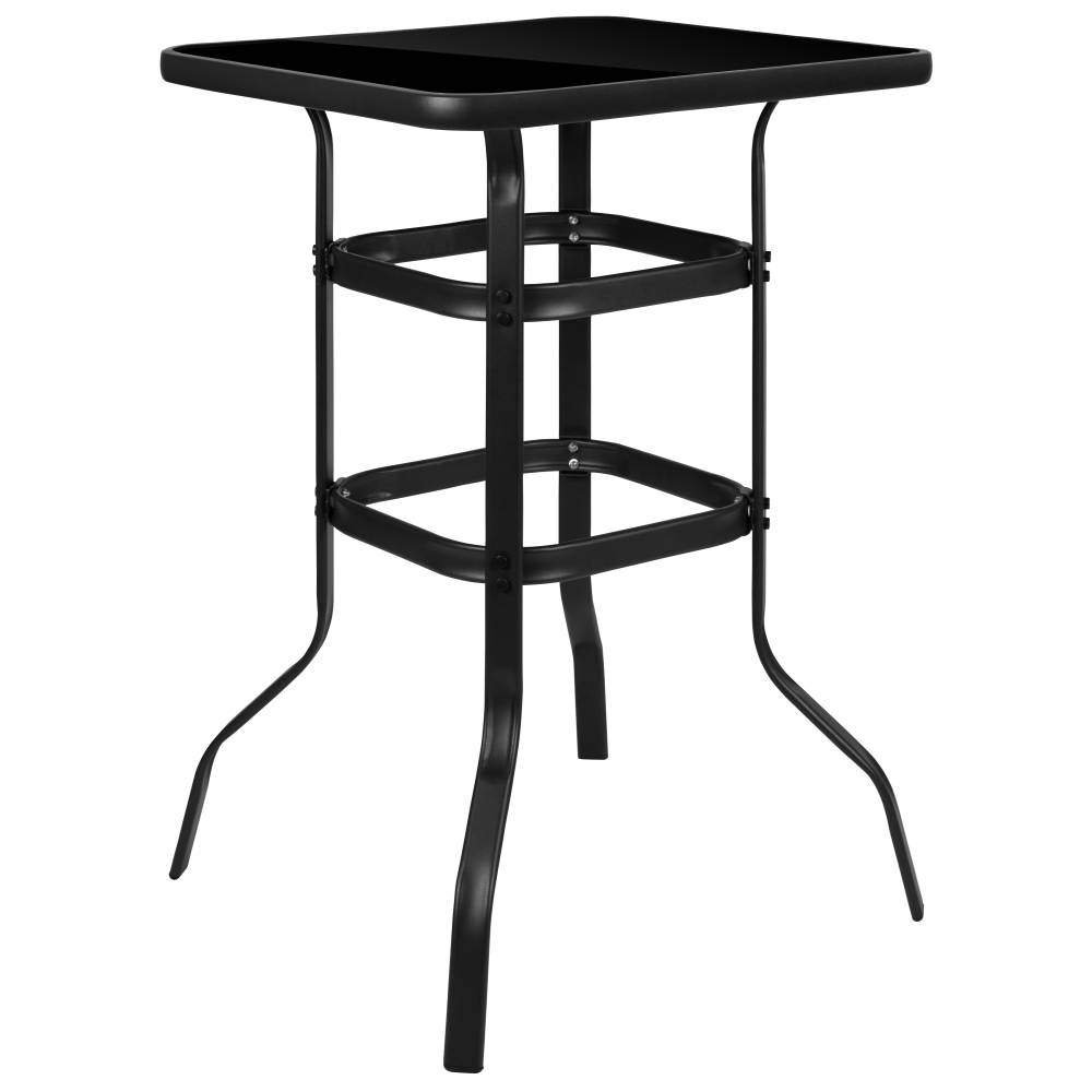 Black Metal/Glass Bar Table