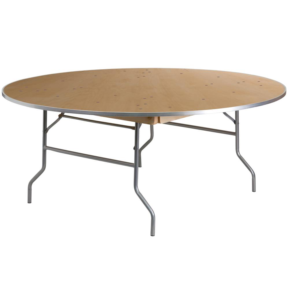 72RND Wood Fold Table-Met Edge