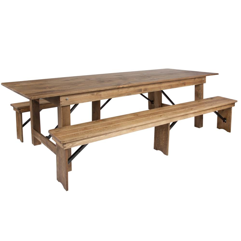 9'x40" Farm Table/2 Bench Set