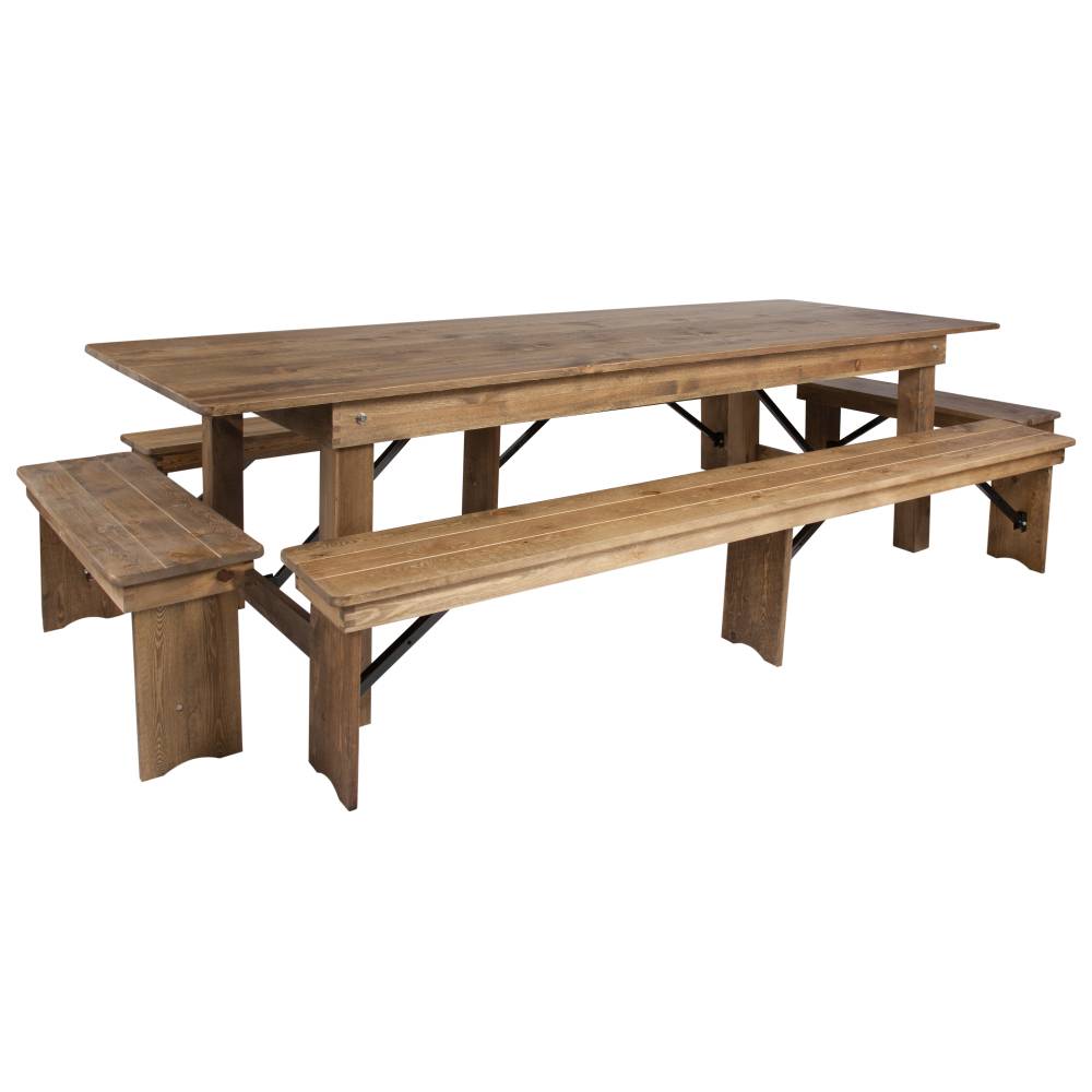 9'x40" Farm Table/4 Bench Set