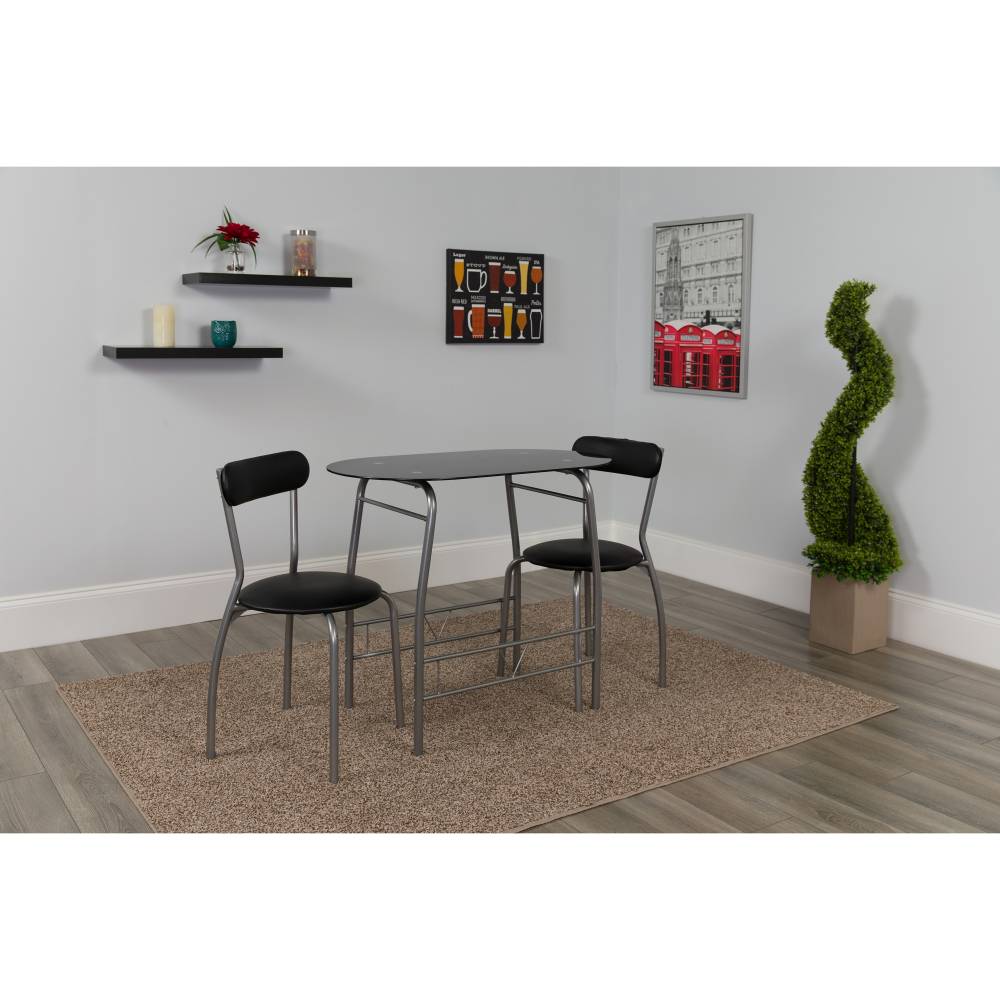 3PC Black Glass Bistro