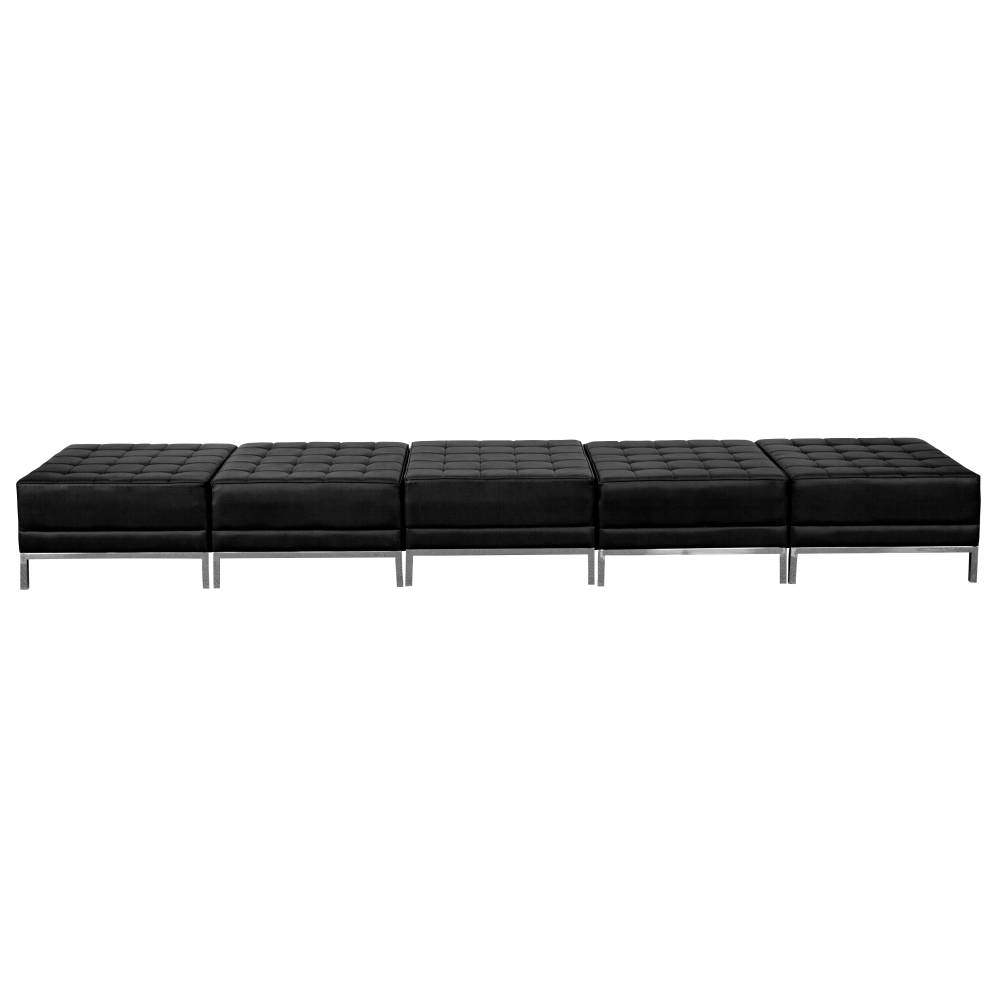 Black Leather 5-Seat Bench