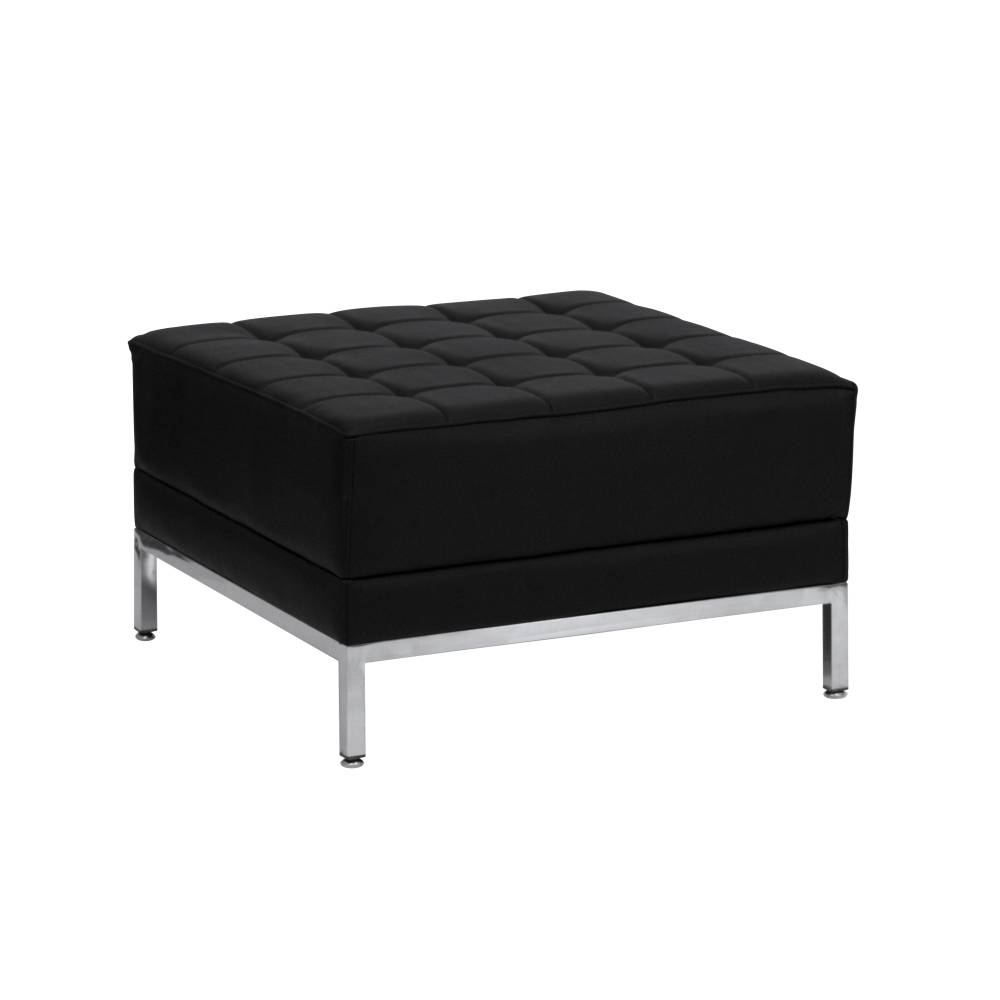 Black Leather Ottoman