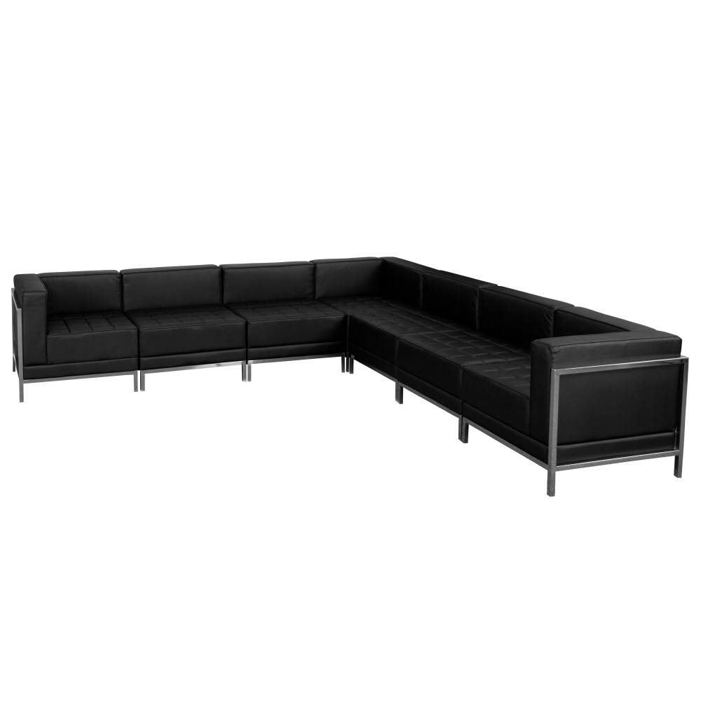 Black Leather Sectional, 7 PC