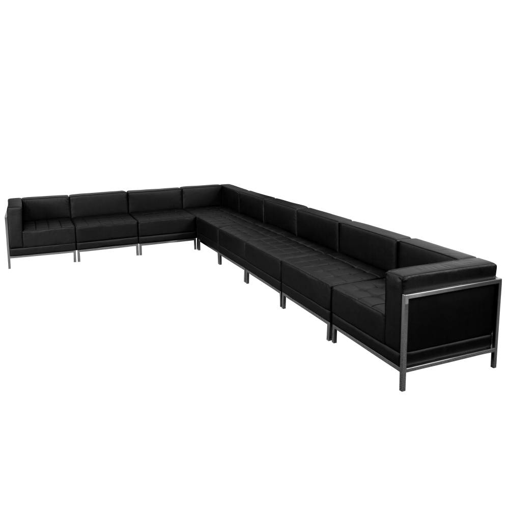 Black Leather Sectional, 9 PC