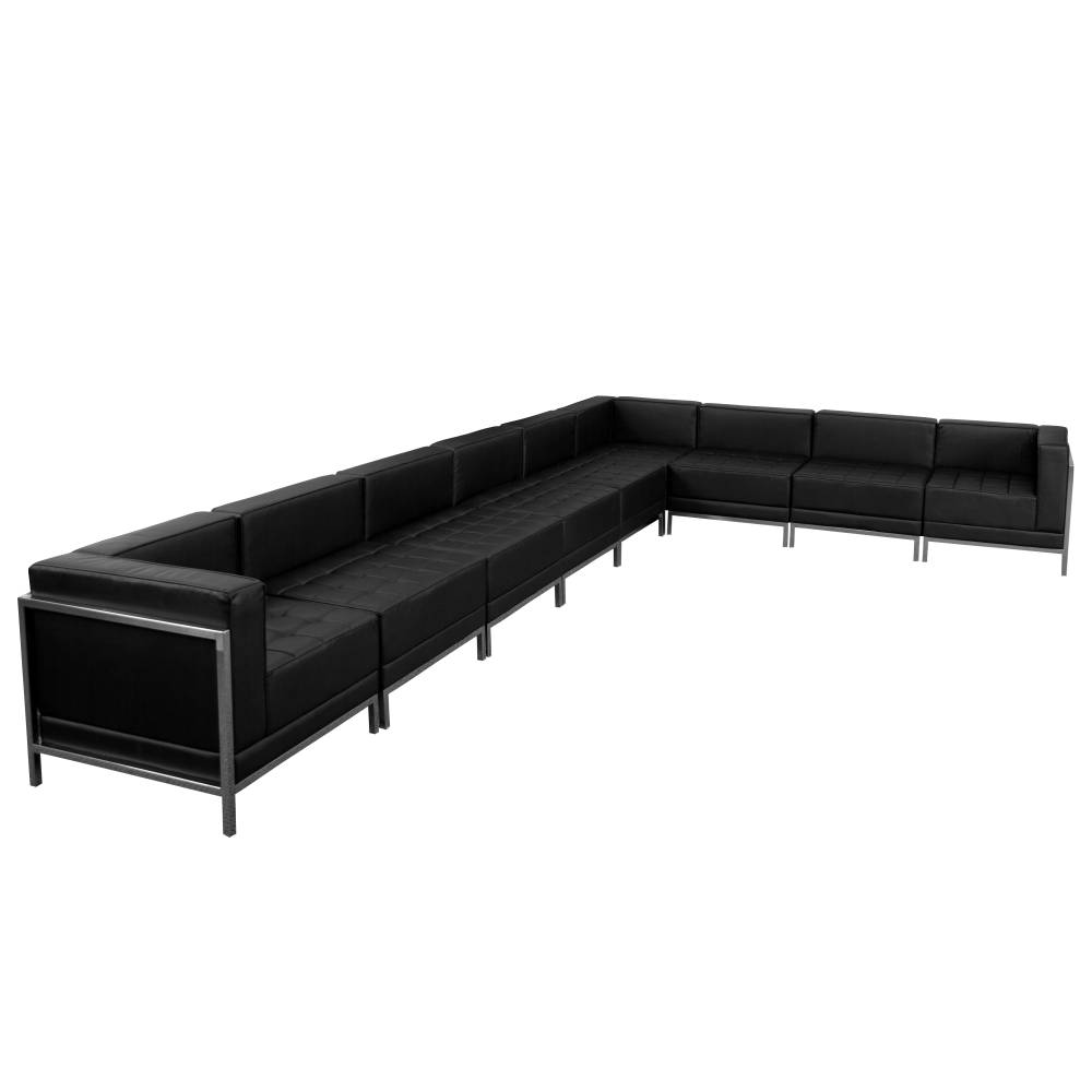 Black Leather Sectional, 9 PC