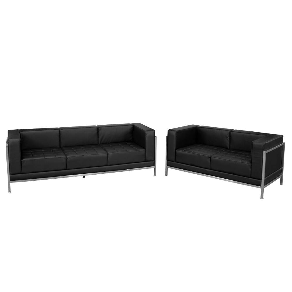 Black Leather Lounge Set, 2 PC