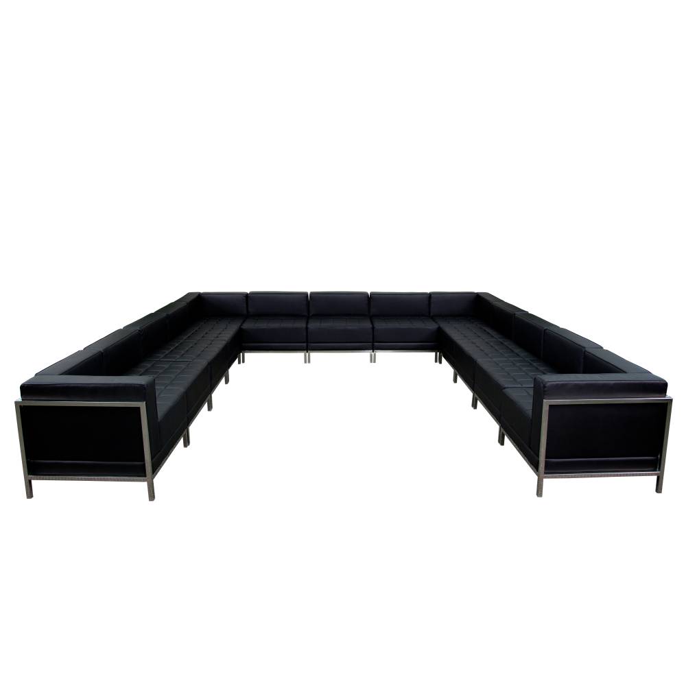 Black Leather Sectional, 13 PC