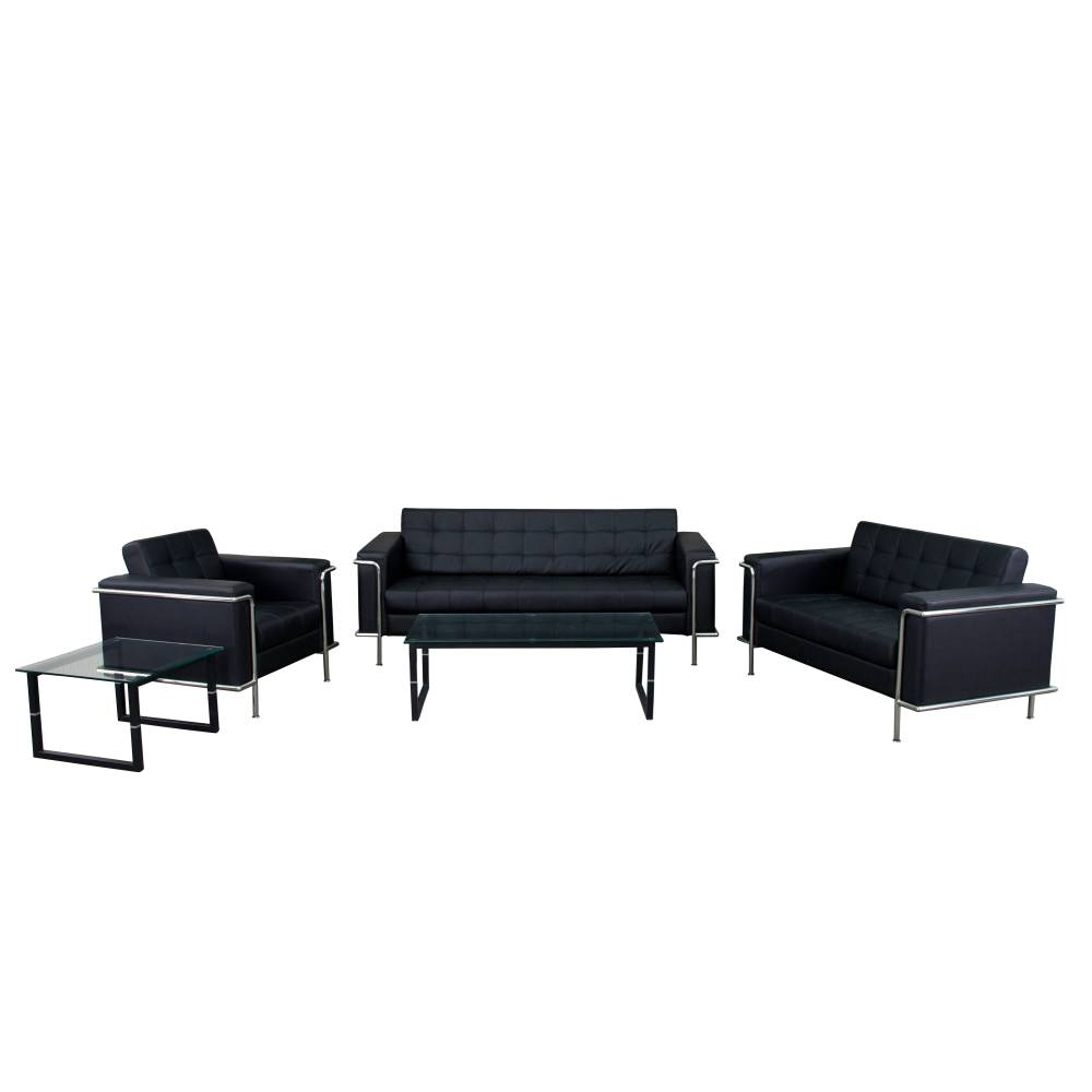 Black Leather Reception Set