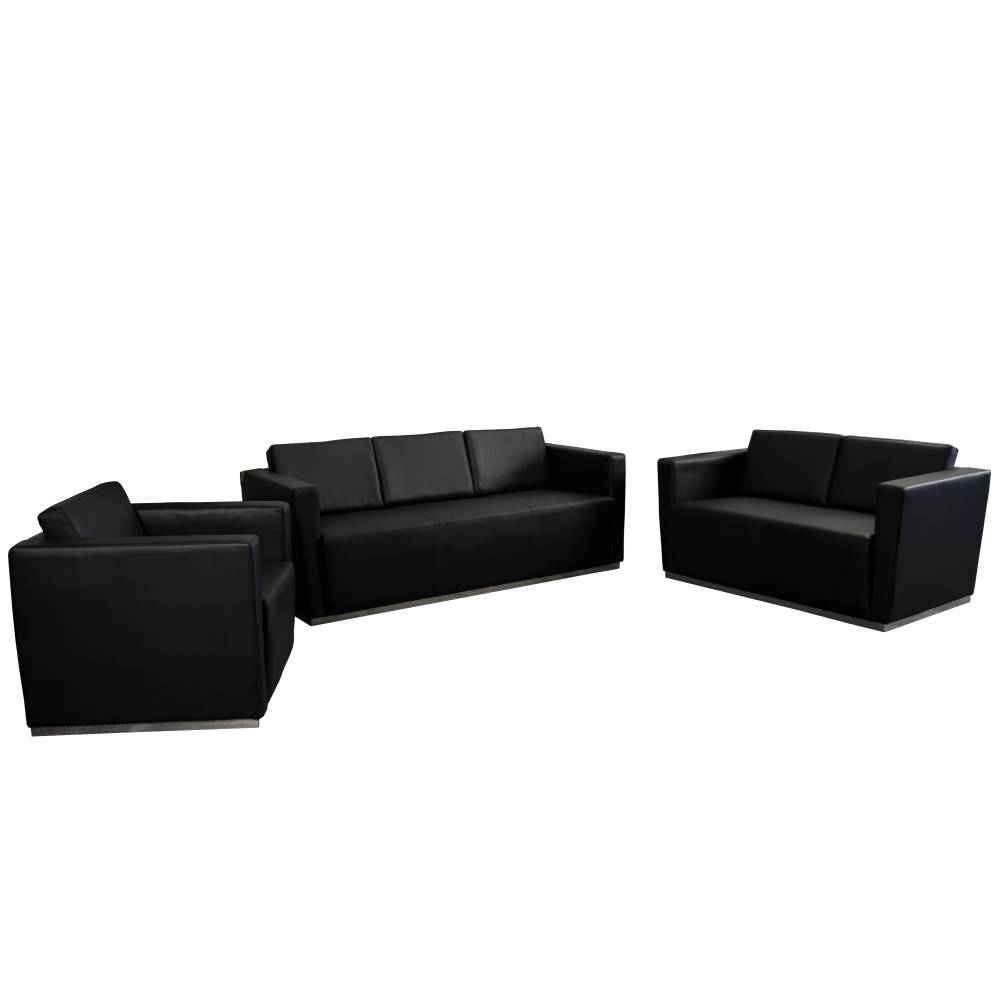 Black Leather Reception Set