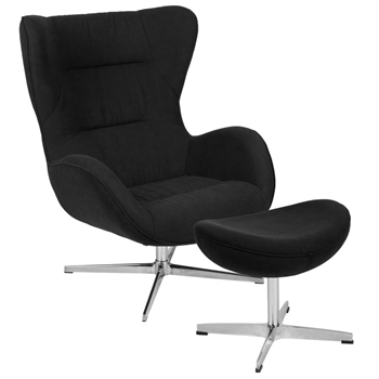 Black Fabric Chair & Ottoman