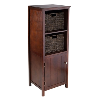 Walnut 3 Piece Cabinet Cupboard Storage with 2 Foldable Baskets