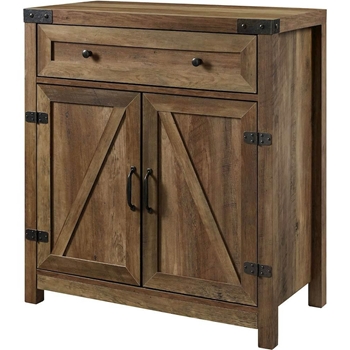 Farmhouse Accent Storage Cabinet in Reclaimed Medium Brown Wood Finish