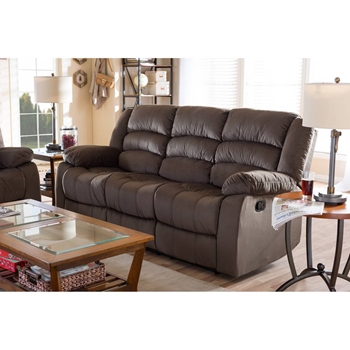 Baxton Studio Hollace Modern and Contemporary Taupe Microsuede 3-Seater Recliner