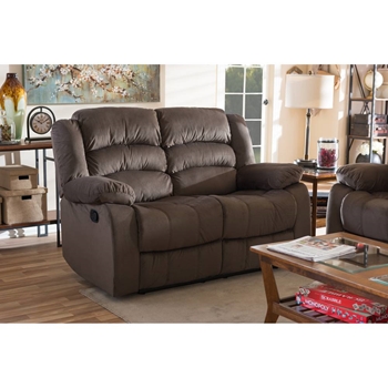 Baxton Studio Hollace Modern and Contemporary Taupe Microsuede 2-Seater Recliner