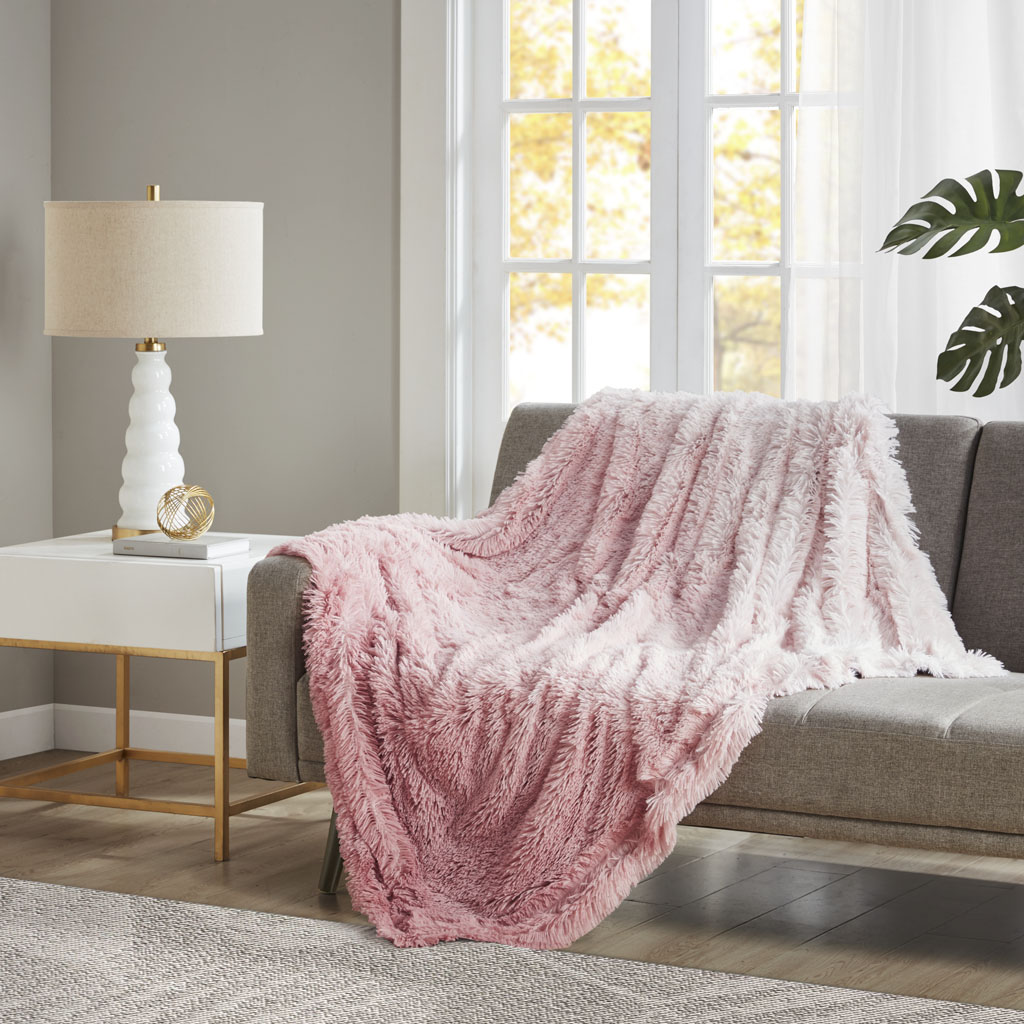 Cleo Ombre Print Shaggy Fur Throw