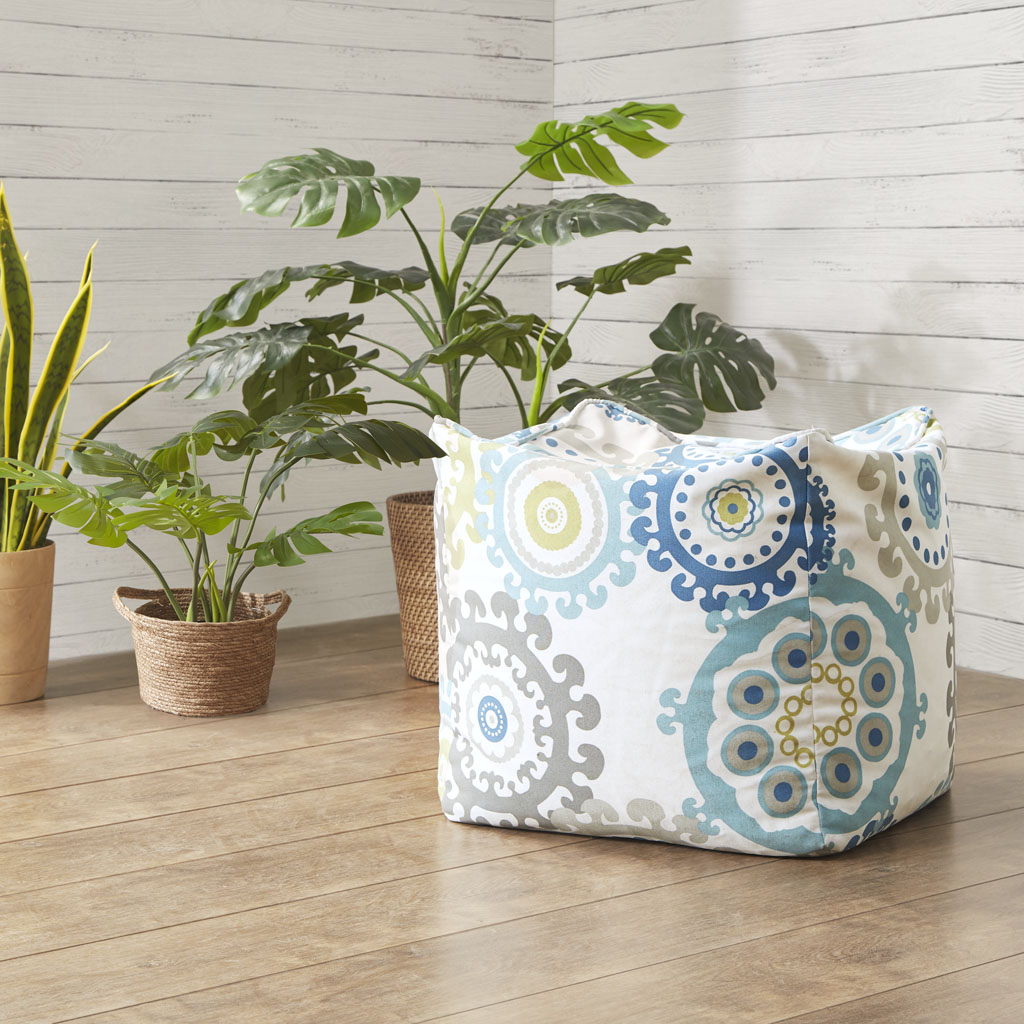 Everett Printed 3M Scotchgard Outdoor Square Pouf